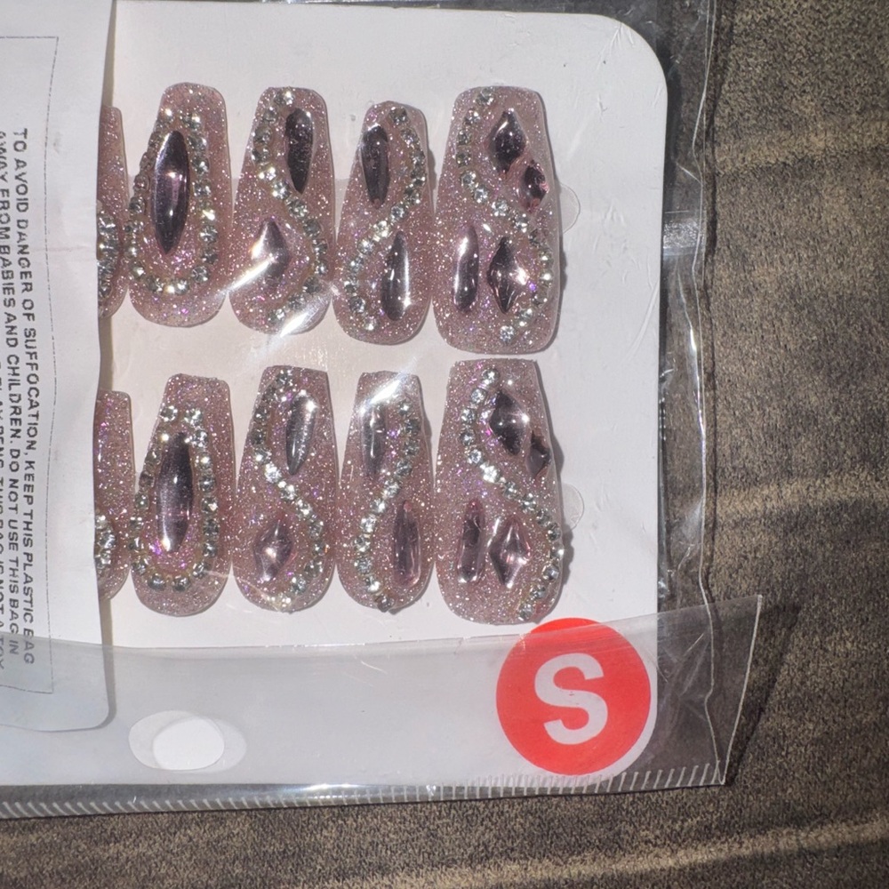 Glittery Pink Press-On Nails
